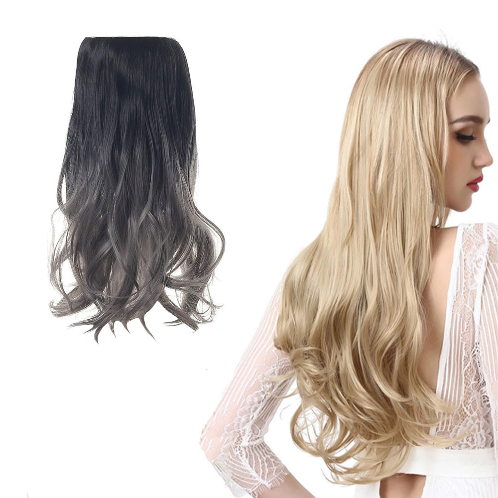 Image of (55cm) Kunsthaar Extensions Hitzebeständige Halo-Haarverlängerung ohne Clip - Grau bei Apfelkiste.ch