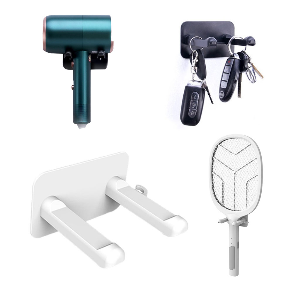 Image of Selbstklebende Haarföhn Halterung Glätteisen Universal Wandhalterung - Weiss bei Apfelkiste.ch