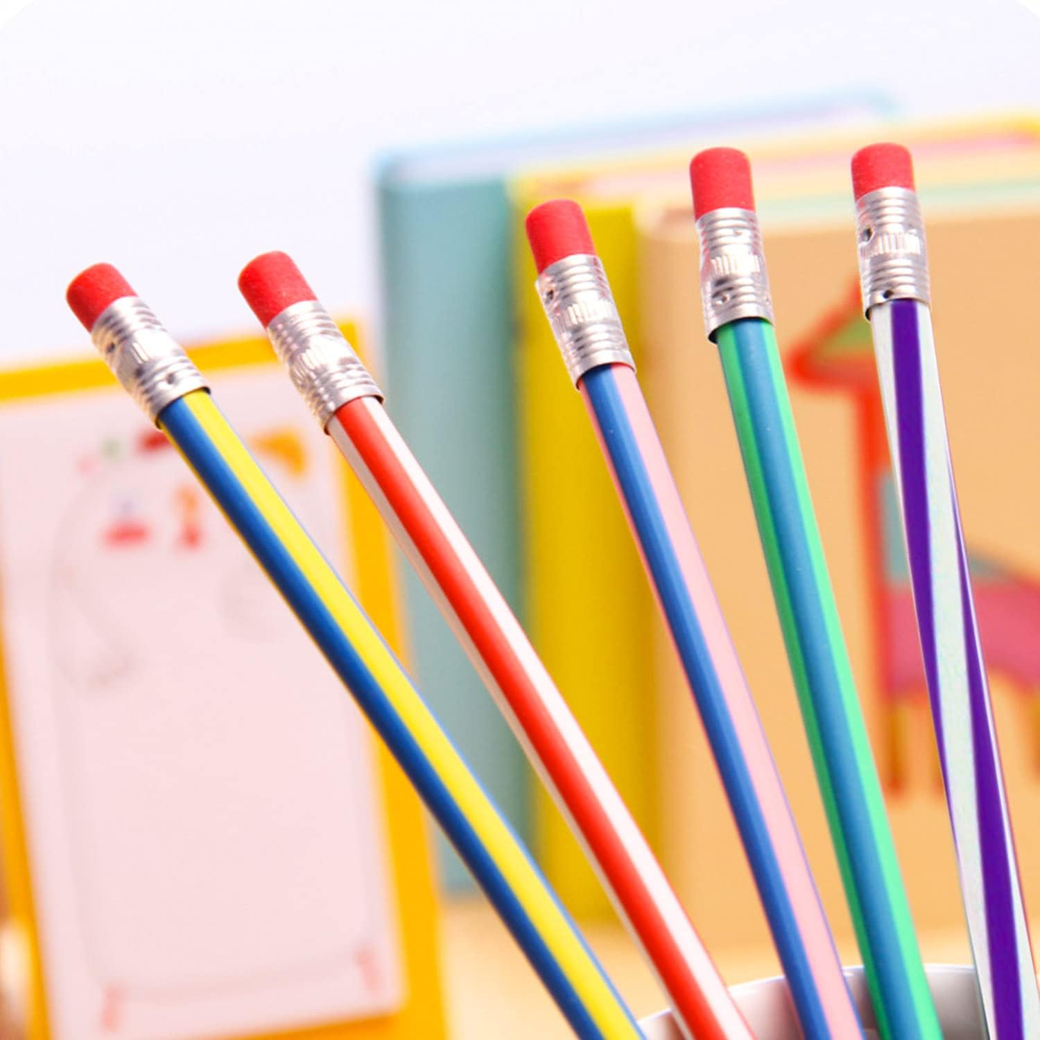 5er-Set Einziehbare Bleistift-Radierer Mehrfarbig – Praktische Radiergummis Mit Kunststoffhülle Für Schule & Büro