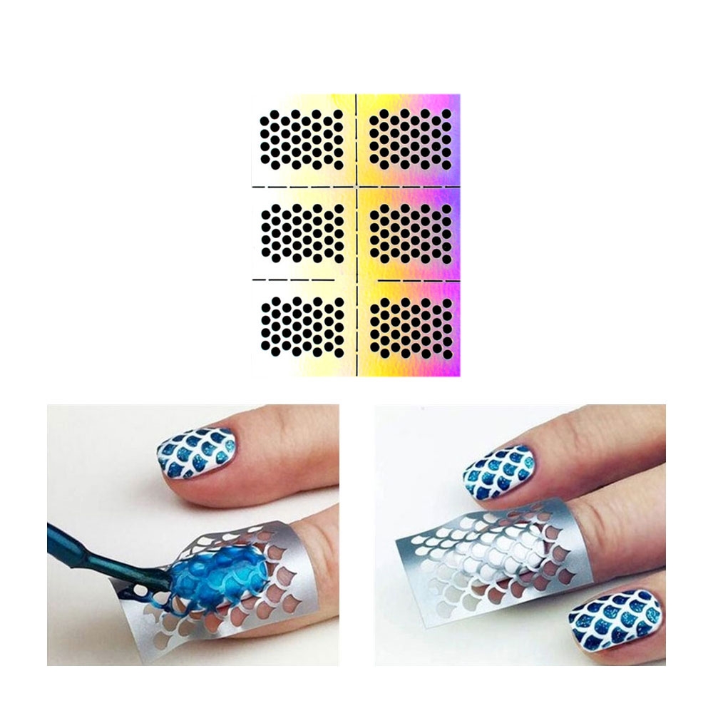 Image of (5er Set) Nail Art Nagelsticker Tattoo Schablone Nail Stamping Maniküre - Kreise bei Apfelkiste.ch