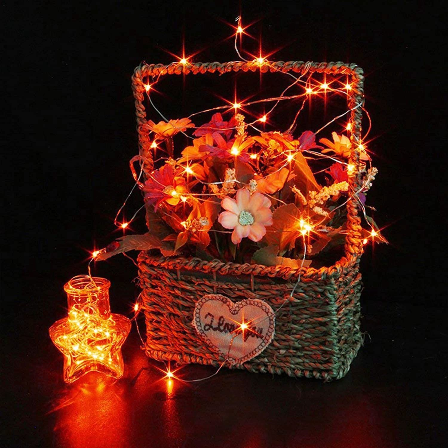5M LED Lichterkette Mit Batterie – 50 Rosa LEDs, Kupferdraht, Wasserdicht, Dauer- & Blinkmodus – Für Weihnachten, Party, Hochzeit, DIY, Innen & Außen