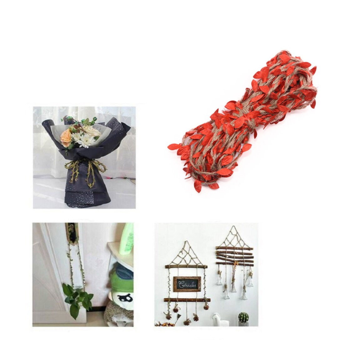 Image of (5m) Dekoration Jute Band Geschenkband Blätter - Rot bei Apfelkiste.ch