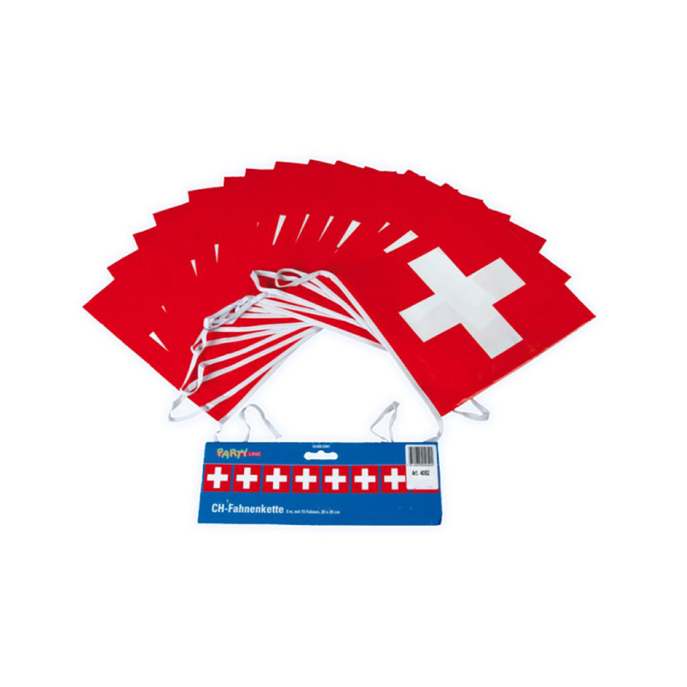 Image of (5m) Schweizer Flagge Fahnen Girlande Party Dekoration - Rot / Weiss bei Apfelkiste.ch