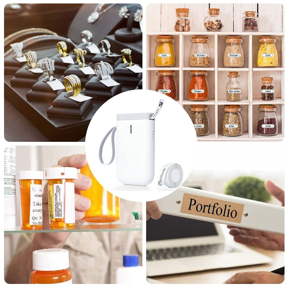 Image of Bluetooth Mini Beschriftungsgerät Etiketten Thermodrucker D11 Label Printer für Android/iOS - Weiss bei Apfelkiste.ch