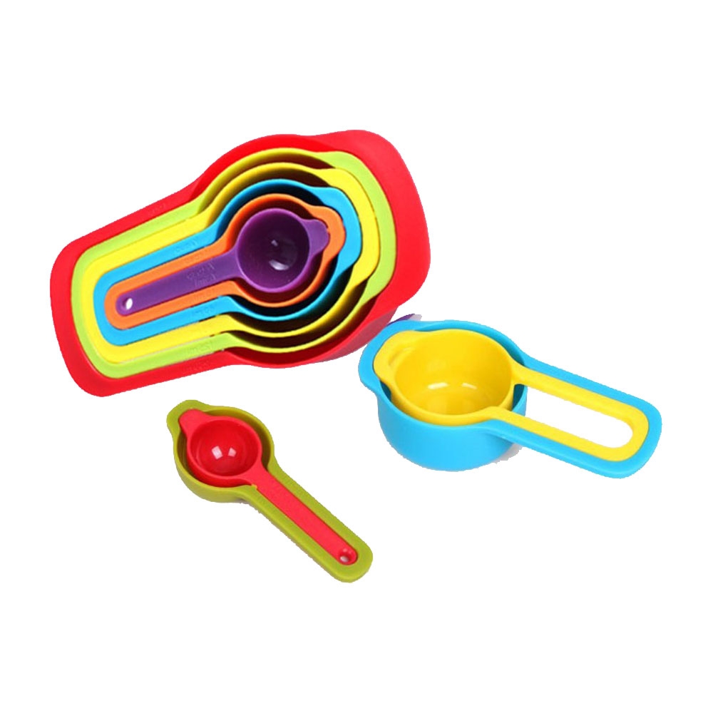 (6-tlg. Set) Praktische Küchen Messlöffel Messbecher Mass-Skala Koch Backzubehör - Div. Farben