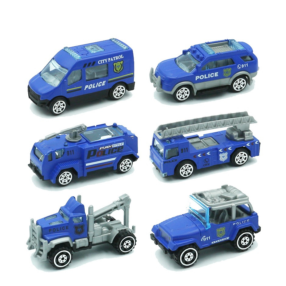 Image of (6-tlg. Set) 1:64 Spielzeug Kinder Polizei Auto Fahrzeug - Blau bei Apfelkiste.ch