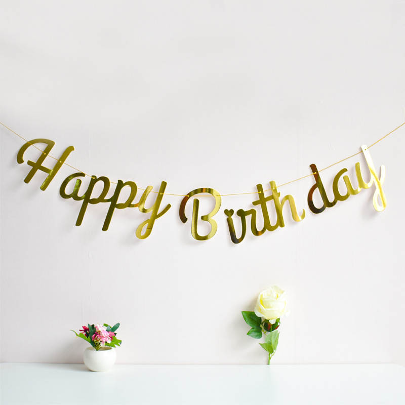Image of (6-tlg. Set) Happy Birthday Geburtstags Girlande Party Dekoration Accessoire Banner - Gold bei Apfelkiste.ch