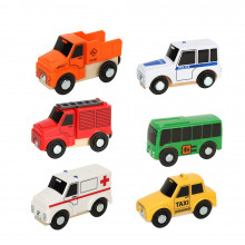 Image of (6-tlg. Set) Magnetische Kinder Holz Spielzeugautos - Einsatzfahrzeuge bei Apfelkiste.ch