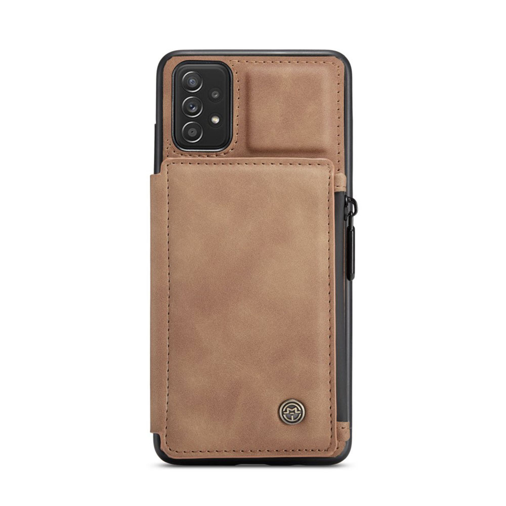 Image of Caseme - Samsung Galaxy A52s 5G / A52 (5G) Leder Schutzhülle mit Münzbeutel + 3 Kartenfächern - Hellbraun bei Apfelkiste.ch