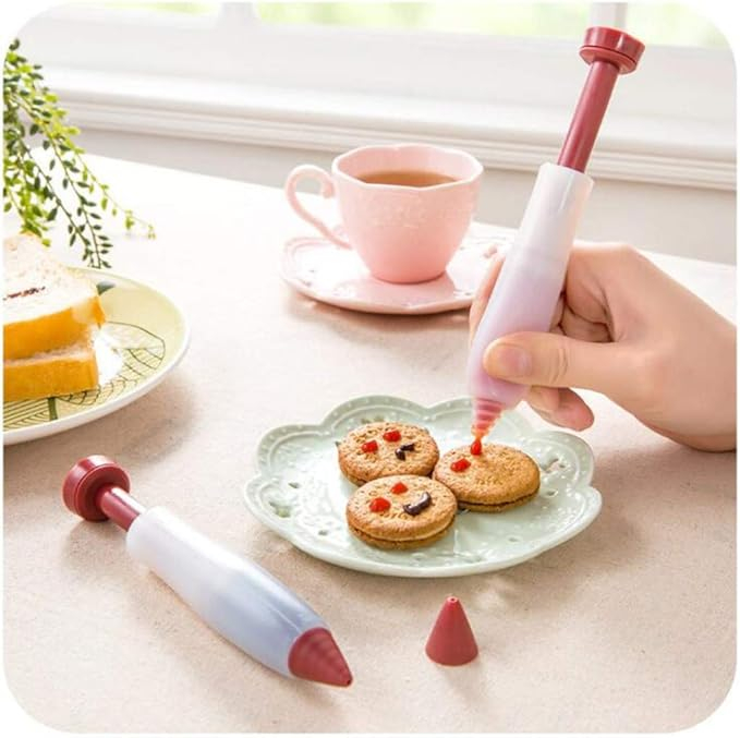 AKOAK 4 Stück Silikon-Gelee-Stifte – Kuchendekorations-Set Mit Aufsätzen Für Schokolade, Creme & Marmelade