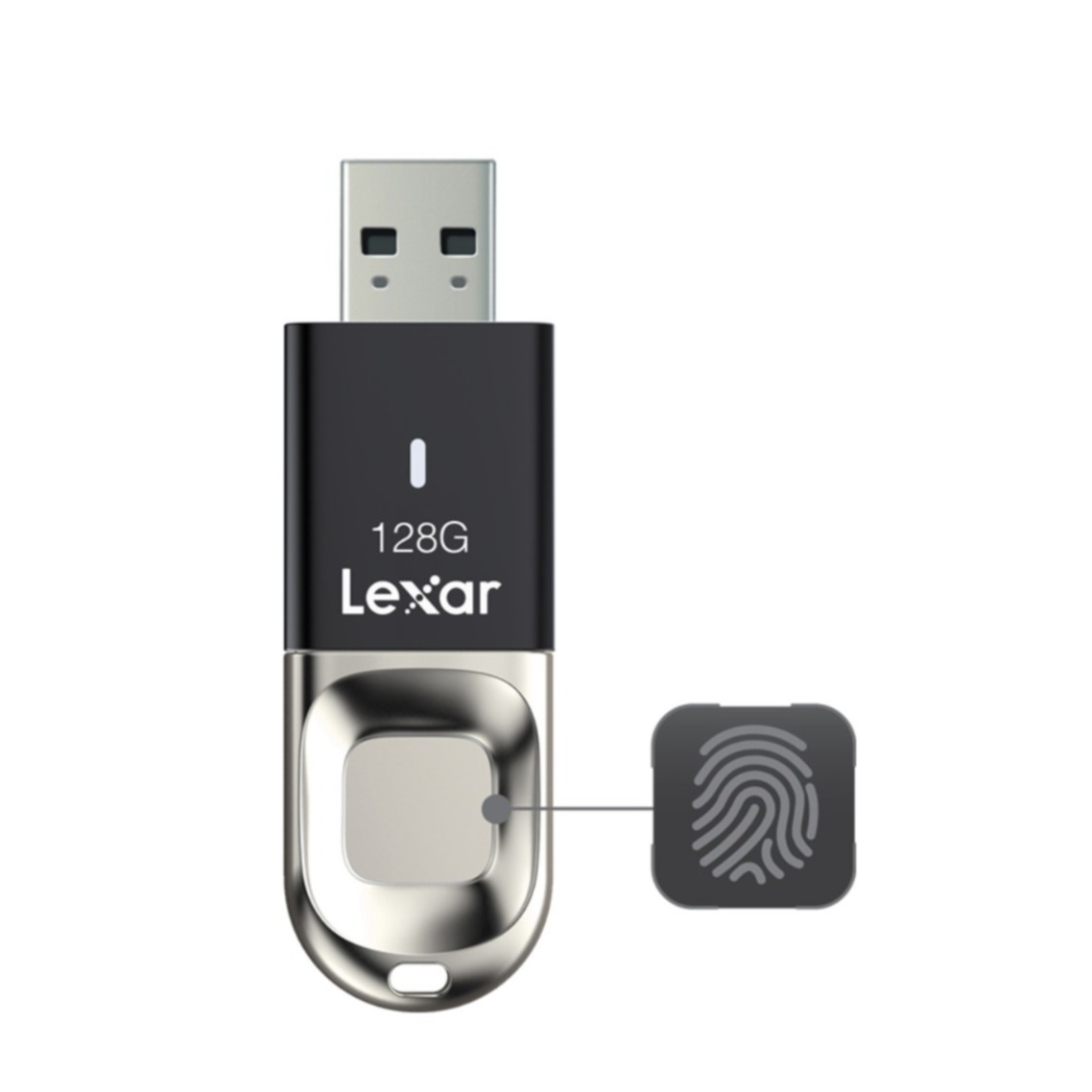 Image of Lexar - (128GB) USB 3.0 Edelstahl Speicher Stick Flash Drive mit Fingerabdruck Sensor Verschlüsselung (Übertragungsrate 150Mbps) - Schwarz bei Apfelkiste.ch