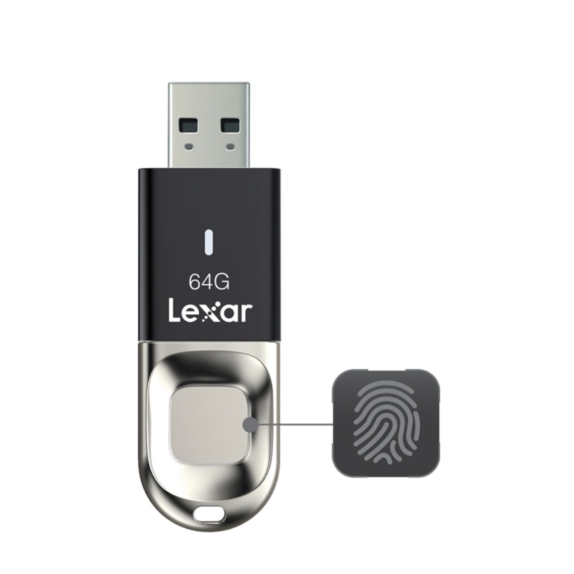 Image of Lexar - (64GB) USB 3.0 Edelstahl Speicher Stick Flash Drive mit Fingerabdruck Sensor Verschlüsselung (Übertragungsrate 150Mbps) - Schwarz bei Apfelkiste.ch