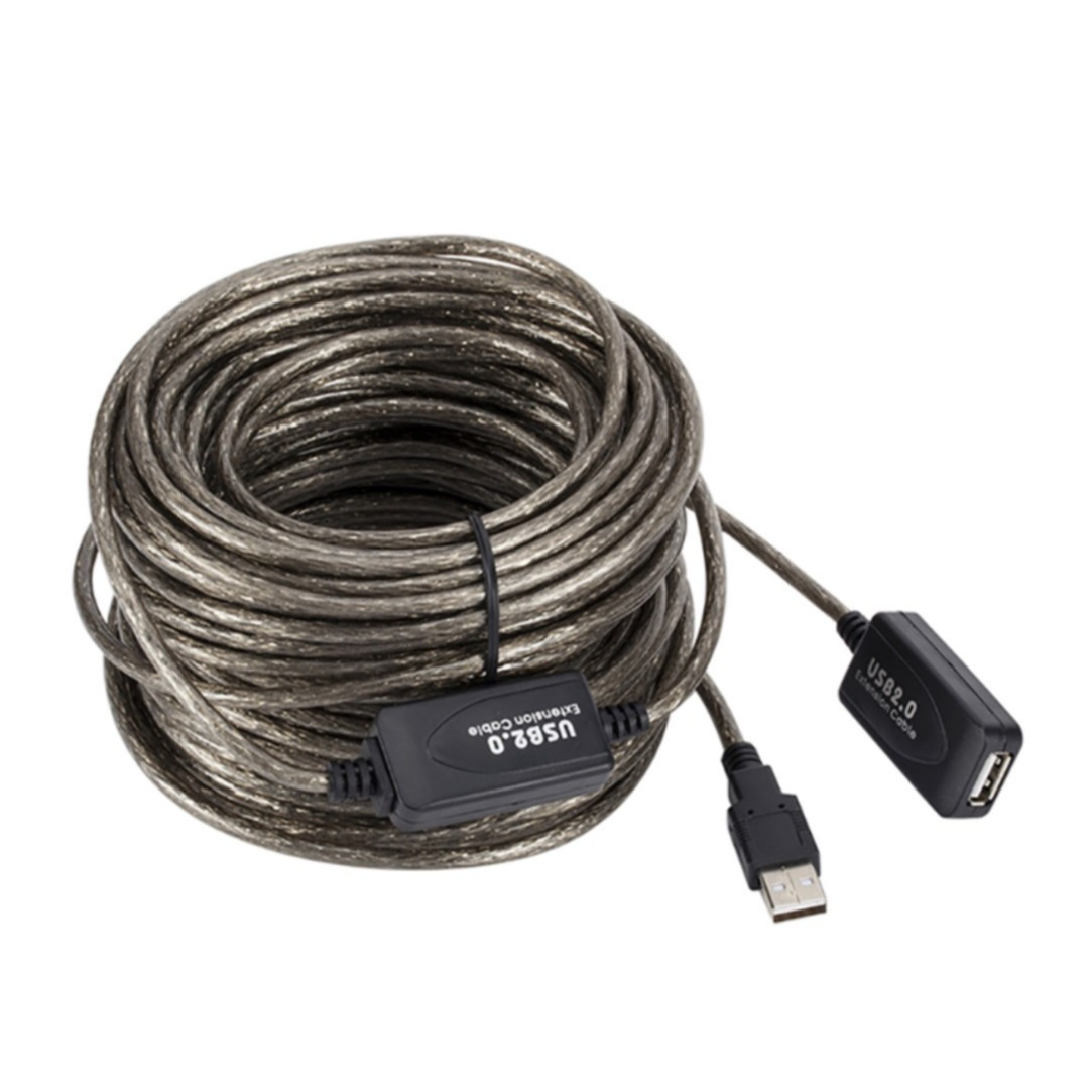 Image of (25m) USB A auf USB 2.0 A-Buchs Aktives Verlängerungskabel Adapter Kabel (Siganalverstärkung) - Schwarz bei Apfelkiste.ch