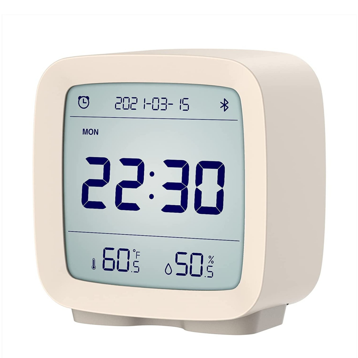 Image of Qingping (by Xiaomi*) - Mini Bluetooth 5.0 Wecker mit Temperatur- / Luftfeuchtigkeitsanzeige + App Steuerung (iOS/Android) - Beige bei Apfelkiste.ch