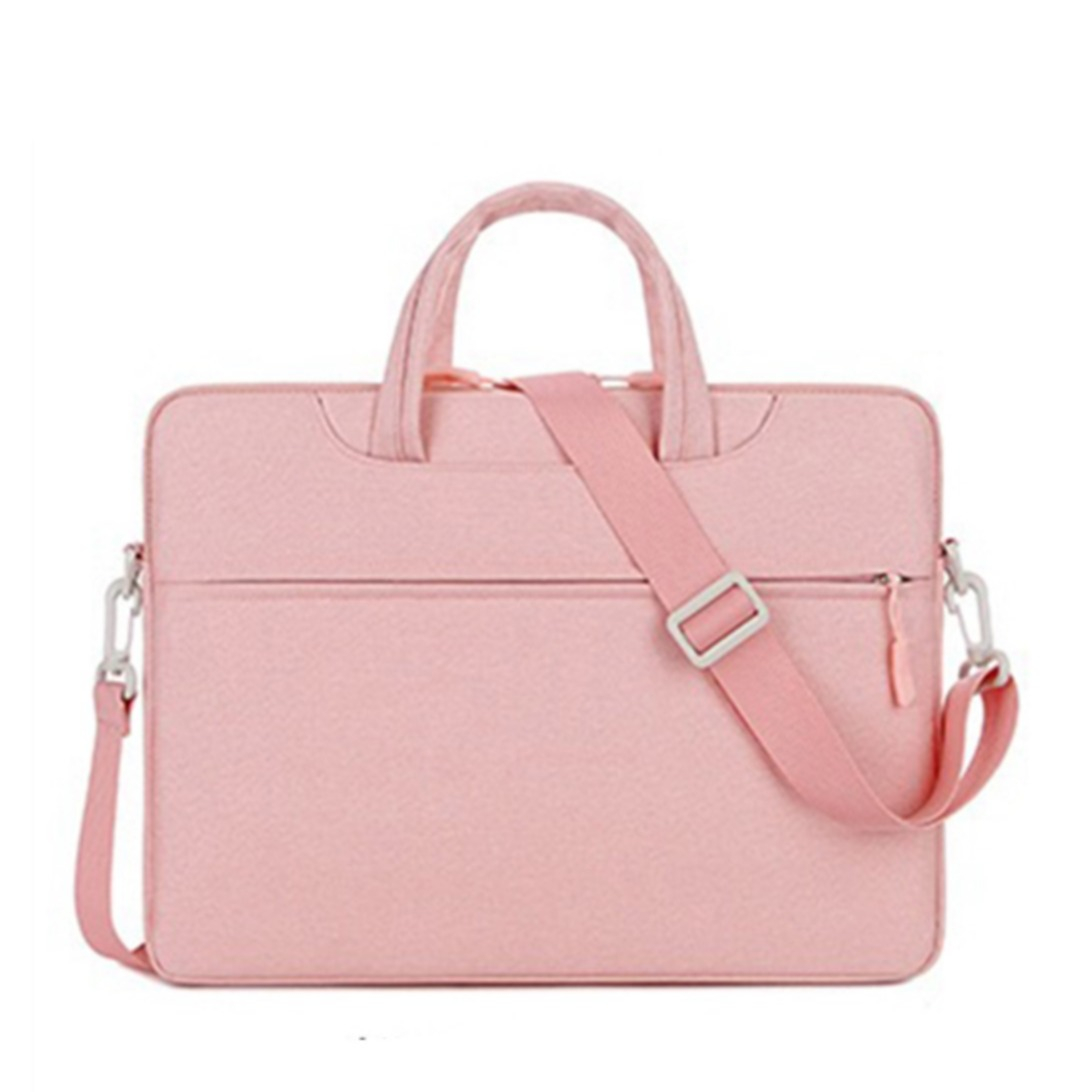 Image of Universal 14" Laptop Notebooktasche aus Oxford Material mit Fächern + Schultergurt - Rosa bei Apfelkiste.ch