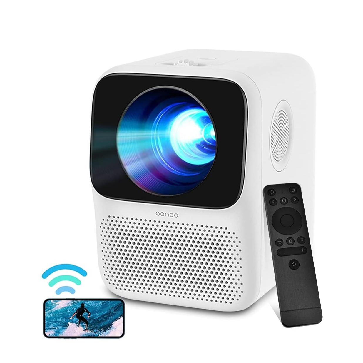 Image of Xiaomi - Wanbo T2M+ Multimedia LED Projektor Beamer Heimkino 1080p Full HD / HDMI / Wifi / USB A / 3.5mm Klinke und Fernbedienung - Weiss bei Apfelkiste.ch