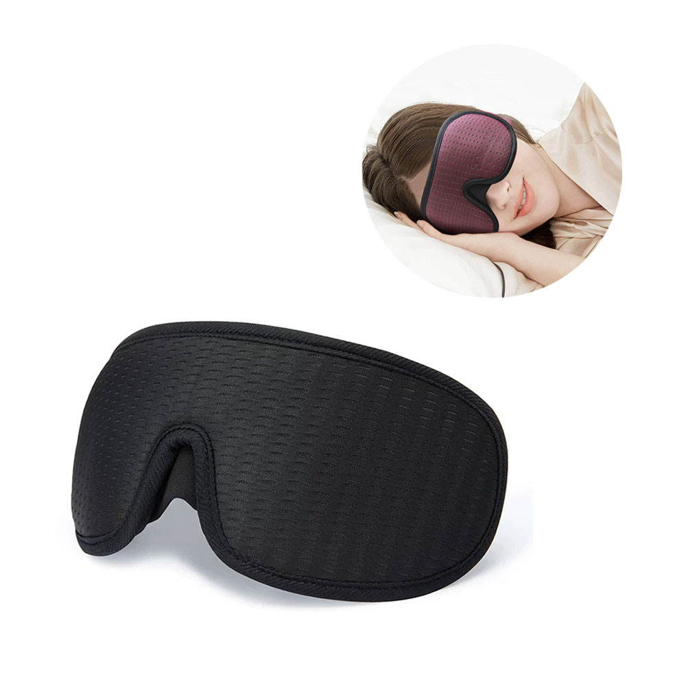 Image of (62x9cm) 3D Augenmaske Gepolsterte Schlafmaske Licht Blockierende Nachtmaske Augenbinde mit Einbuchtung - Schwarz bei Apfelkiste.ch