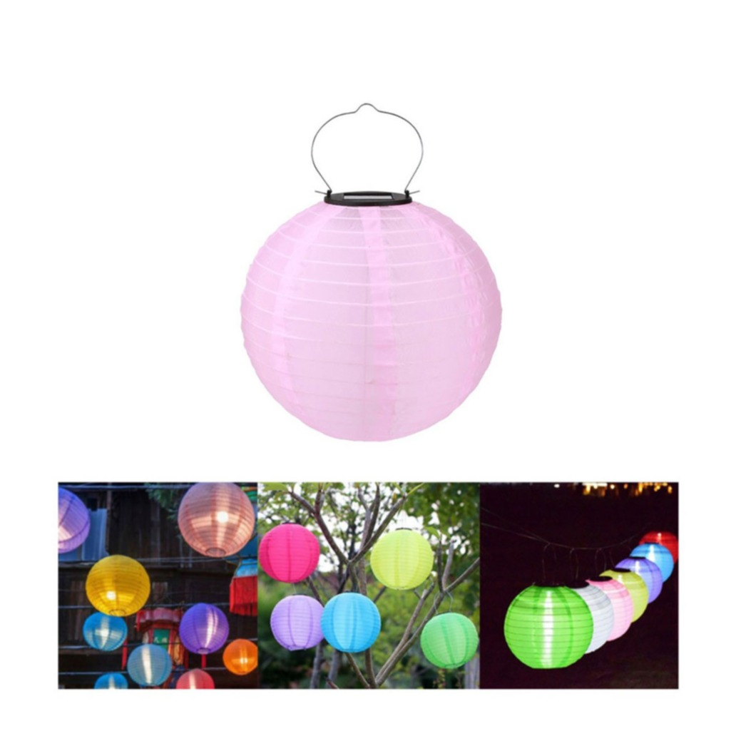 Image of (Ø20cm) LED Solar Lampion Outdoor Deko Lampe mit Tag / Nacht Sensor (IP55) - Rosa bei Apfelkiste.ch