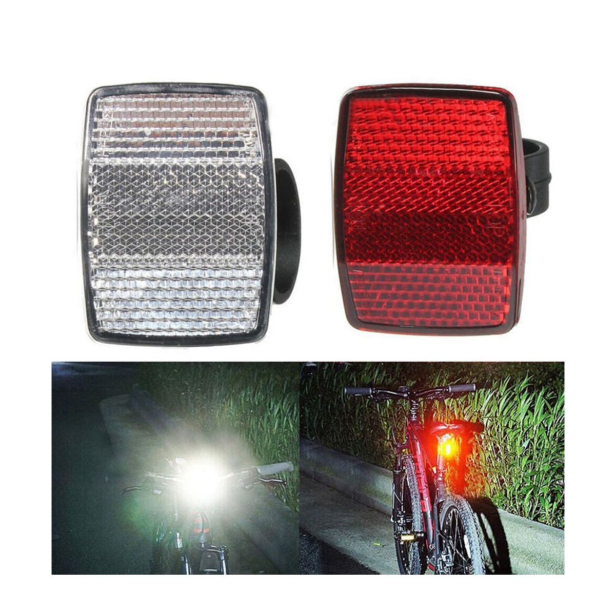 Image of (2er Set) Reflektierende Fahrrad Velo Katzenauge Front & Rückseite Rot (Spritzwasserfest) - Rot + Weiss bei Apfelkiste.ch