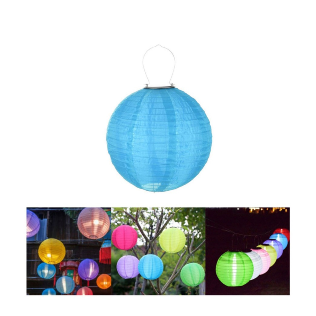 Image of (Ø30cm) LED Solar Lampion Outdoor Deko Lampe mit Tag / Nacht Sensor (IP55) - Blau bei Apfelkiste.ch