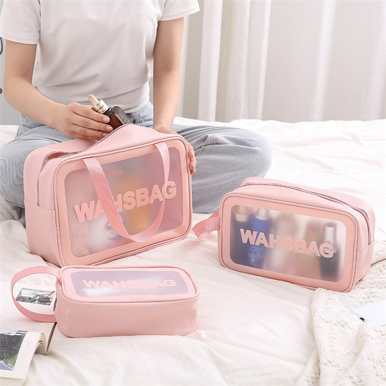 Transparente Make-up-Tasche Wasserdicht – 2 Stück, Rosa & Grün, 21x15x9 Cm, Für Reisen