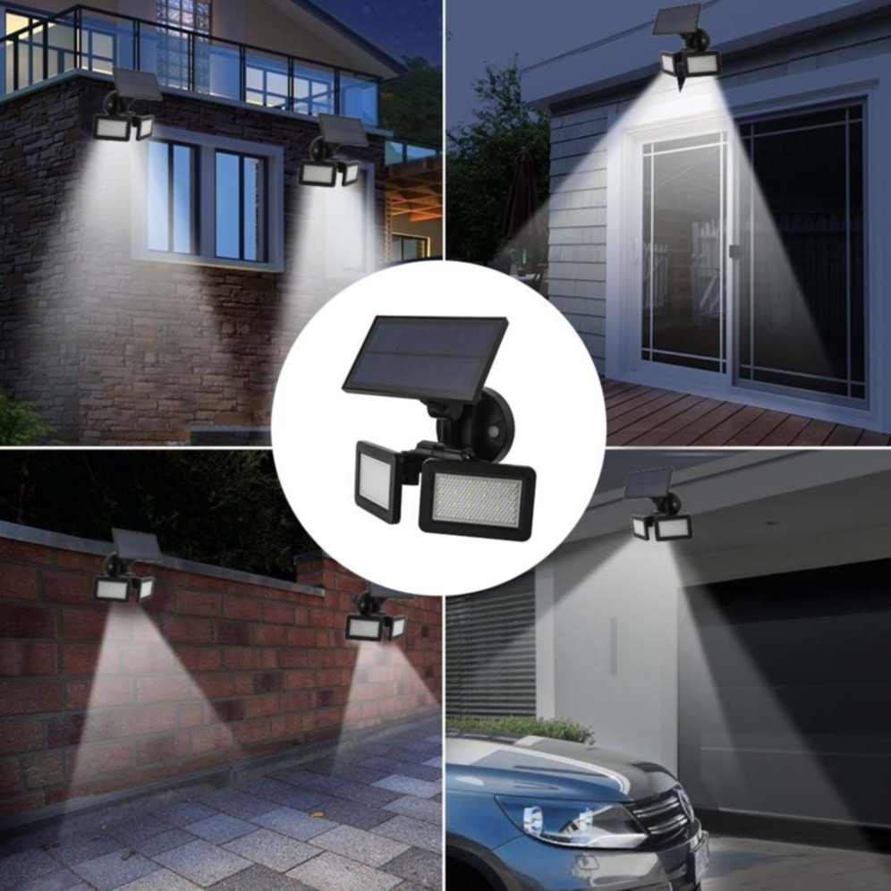 Image of 48 LED's Dual Solar Outdoor Lampe Wandleuchte 180° Grad Schwenkbar mit Infrarot Sensor Wasserfest (IP65) - Schwarz bei Apfelkiste.ch