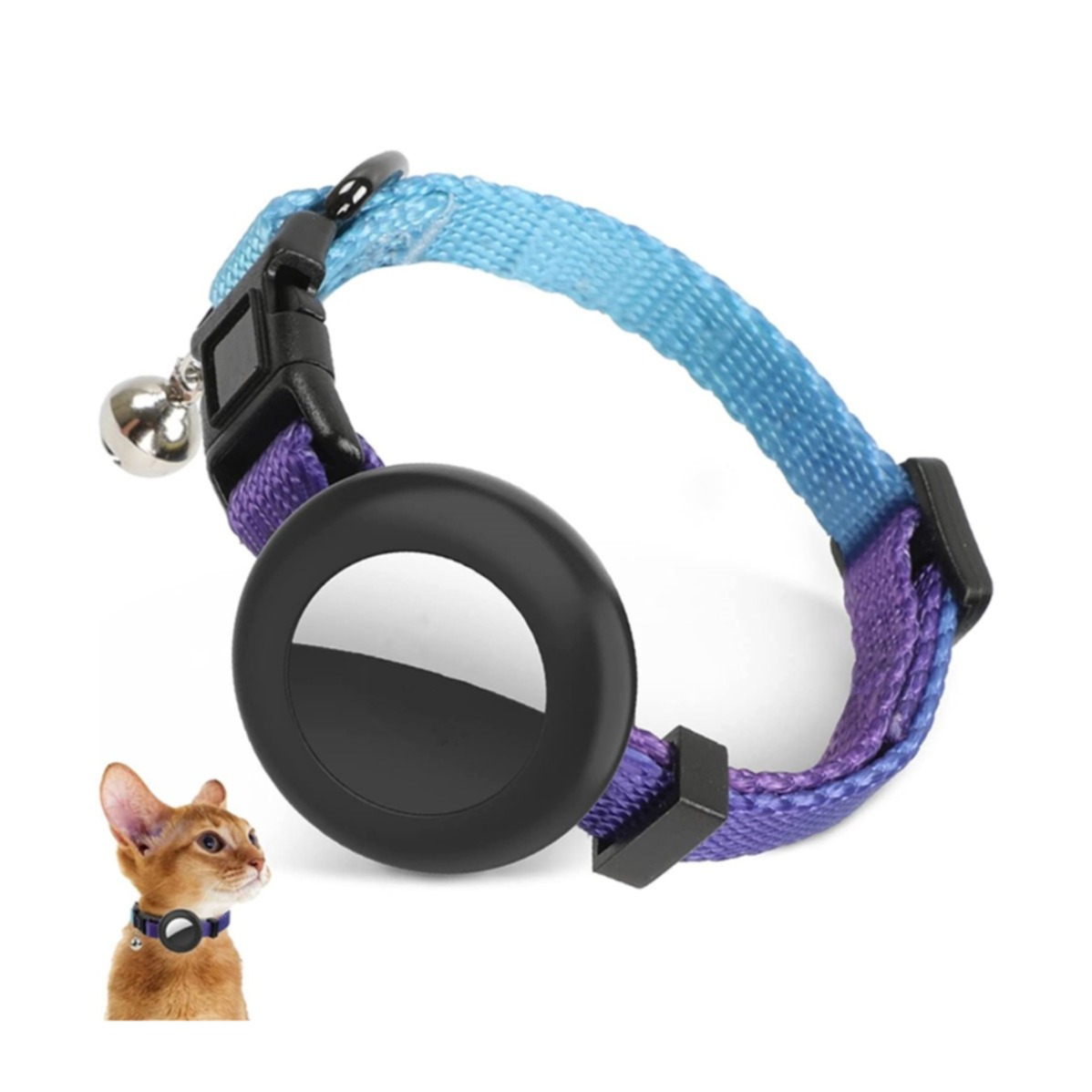 Katzen Rainbow Halsband mit Apple AirTag Halterung Lila