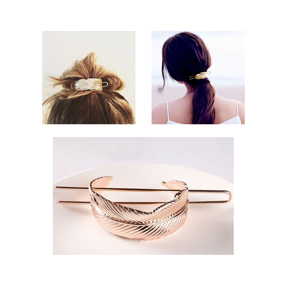 Image of (Ø6cm) Feder Haarnadel Metall Klammer Dutt Haarschmuck - Roségold bei Apfelkiste.ch