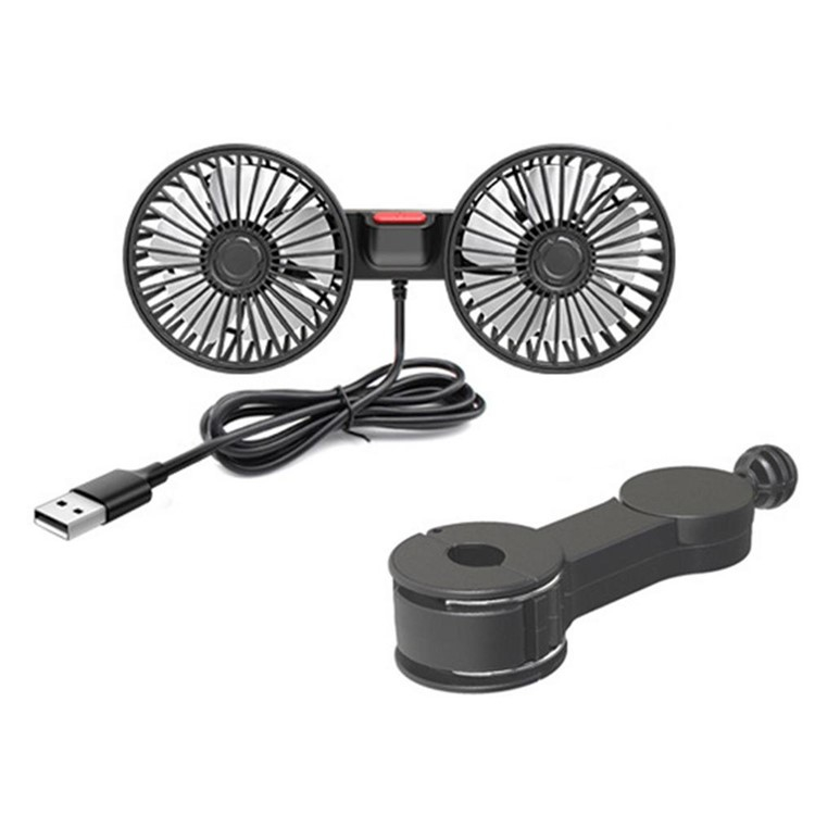 Auto Ventilator USB Doppelkopf 360° Drehbar Kühlventilator Auto Lüfter