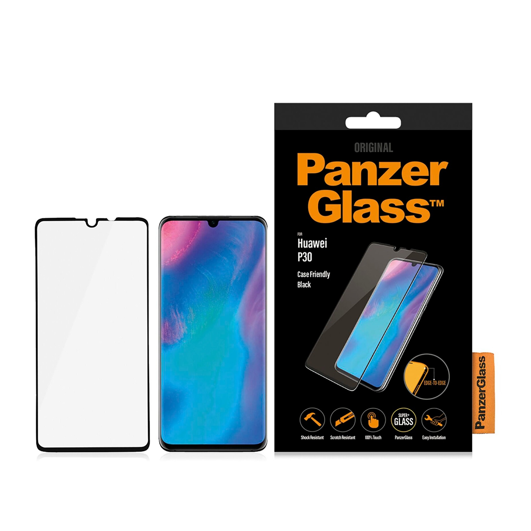 Image of PanzerGlass - Huawei P30 Panzer Glas Display Case Friendly mit Rahmen (5334) - Schwarz bei Apfelkiste.ch