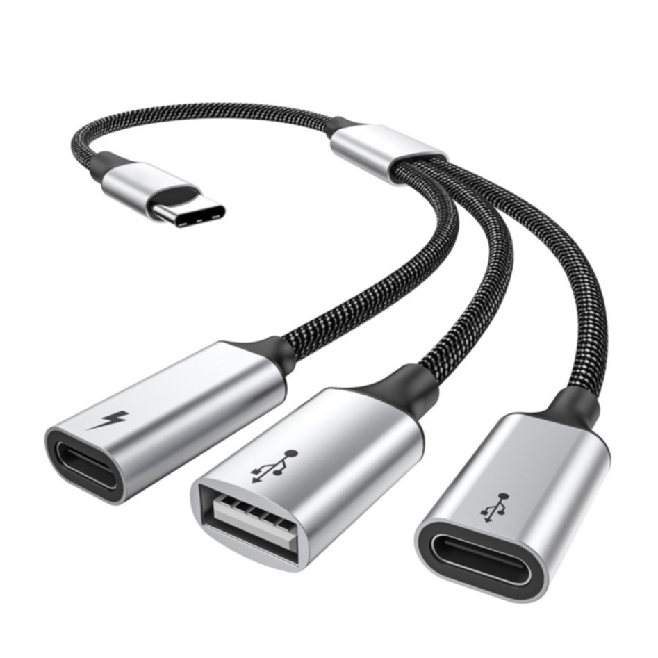26cm 60W USB C auf 2x USB C/USB A Adapter Ladekabel