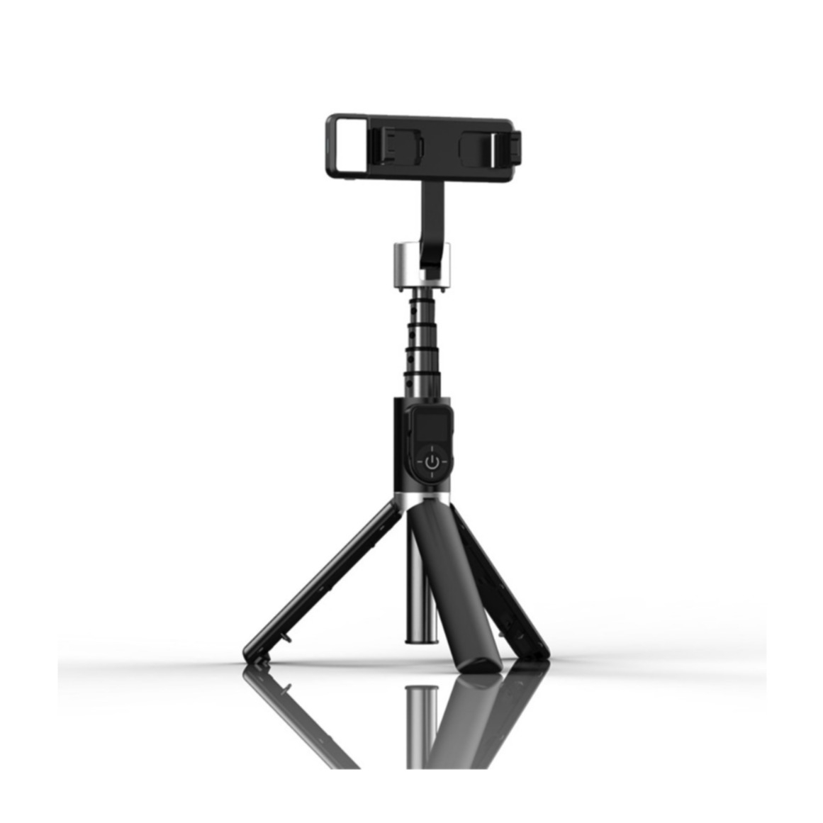 Image of (66cm) 3in1 Aluminium Bluetooth 3.0 Selfie Stick Teleskop Halterung mit Tripod Stativ + LED Beleuchtung - Schwarz bei Apfelkiste.ch