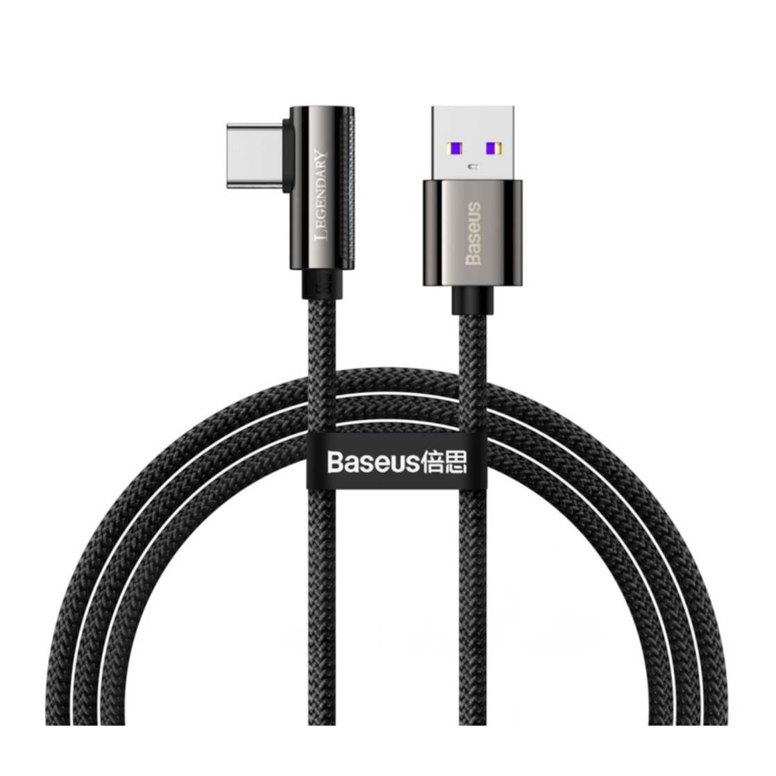Image of Baseus - (1m) 66W Elbow Gaming USB C Schnellladekabel Datenkabel 90 Grad-Winkel - Schwarz bei Apfelkiste.ch