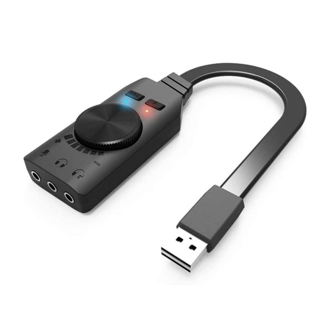 Image of Externe USB Soundkarte Virtueller 7.1 Surround Sound Adapter mit 3.5mm Klinke (Stereo Out / Mikrofon In) - Schwarz bei Apfelkiste.ch