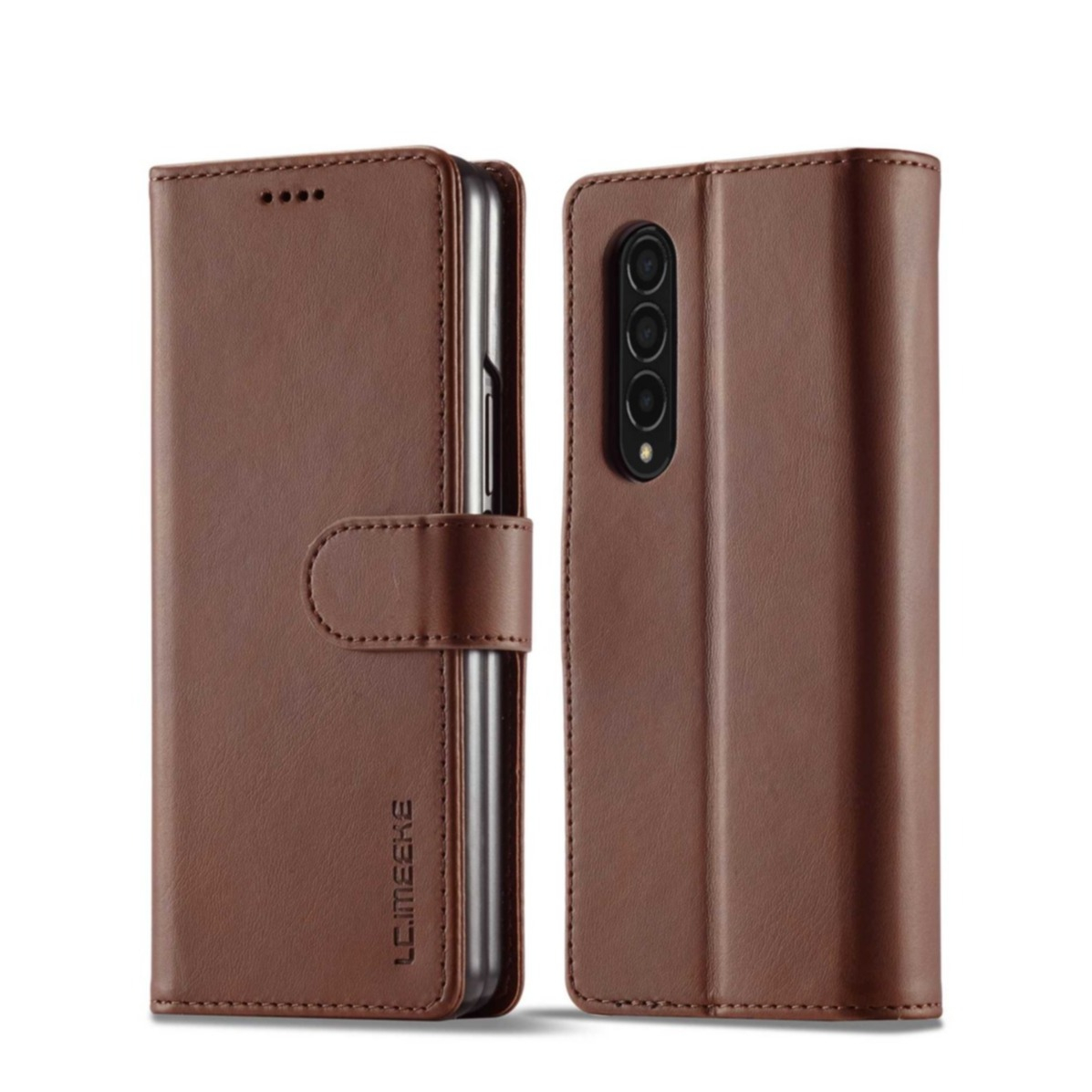 Image of Samsung Galaxy Z Fold4 5G Leder Tasche Flip Cover mit Kartenfächern - Braun bei Apfelkiste.ch