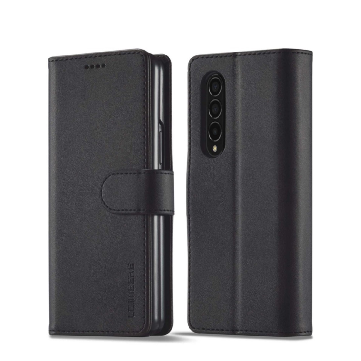 Image of Samsung Galaxy Z Fold4 5G Leder Tasche Flip Cover mit Kartenfächern - Schwarz bei Apfelkiste.ch
