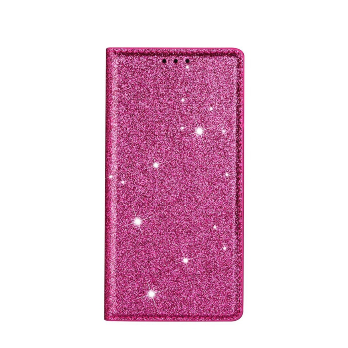 Image of iPhone 14 Max Flip Wallet Cover Leder Tasche Glitzer Optik - Pink bei Apfelkiste.ch