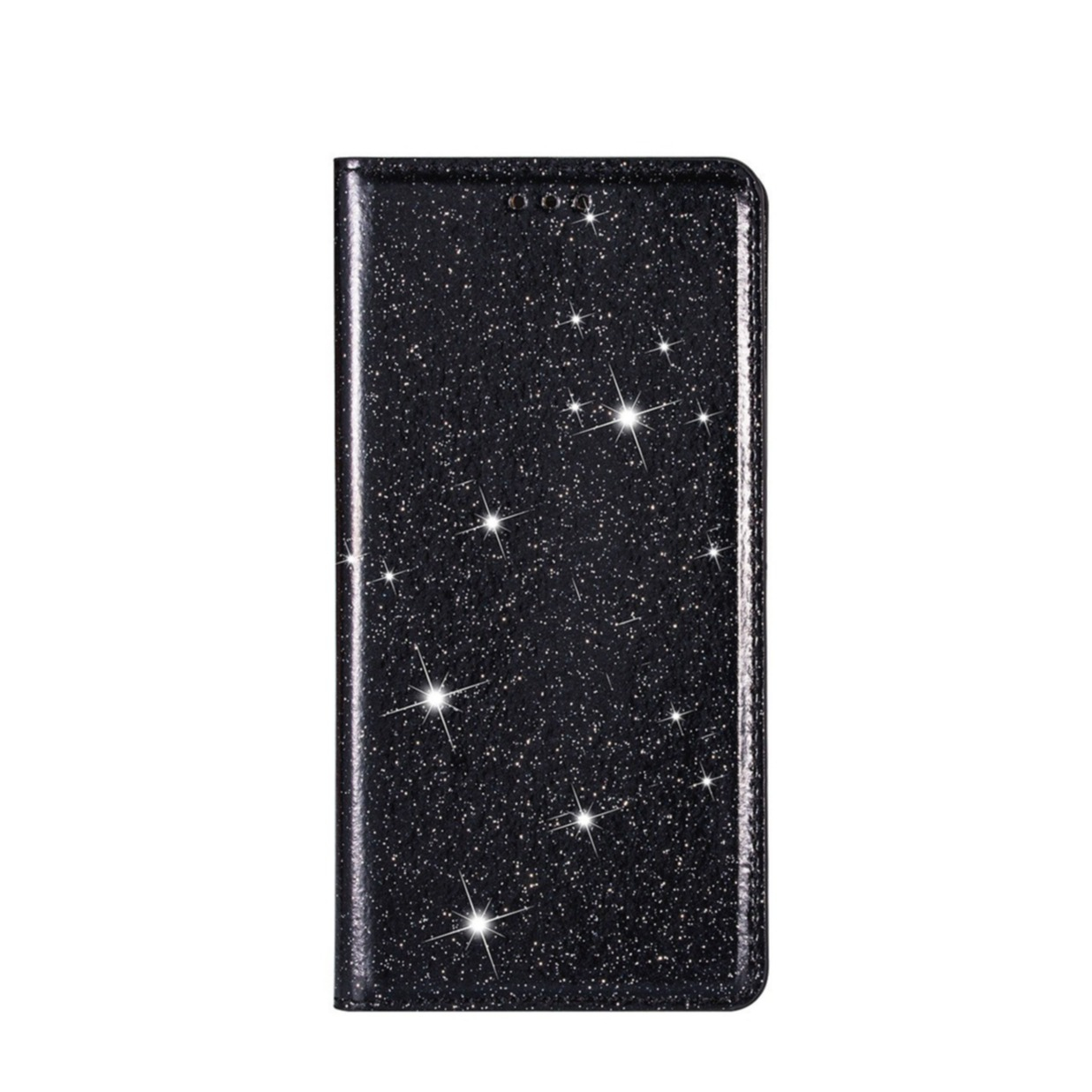 Image of iPhone 14 Max Flip Wallet Cover Leder Tasche Glitzer Optik - Schwarz bei Apfelkiste.ch