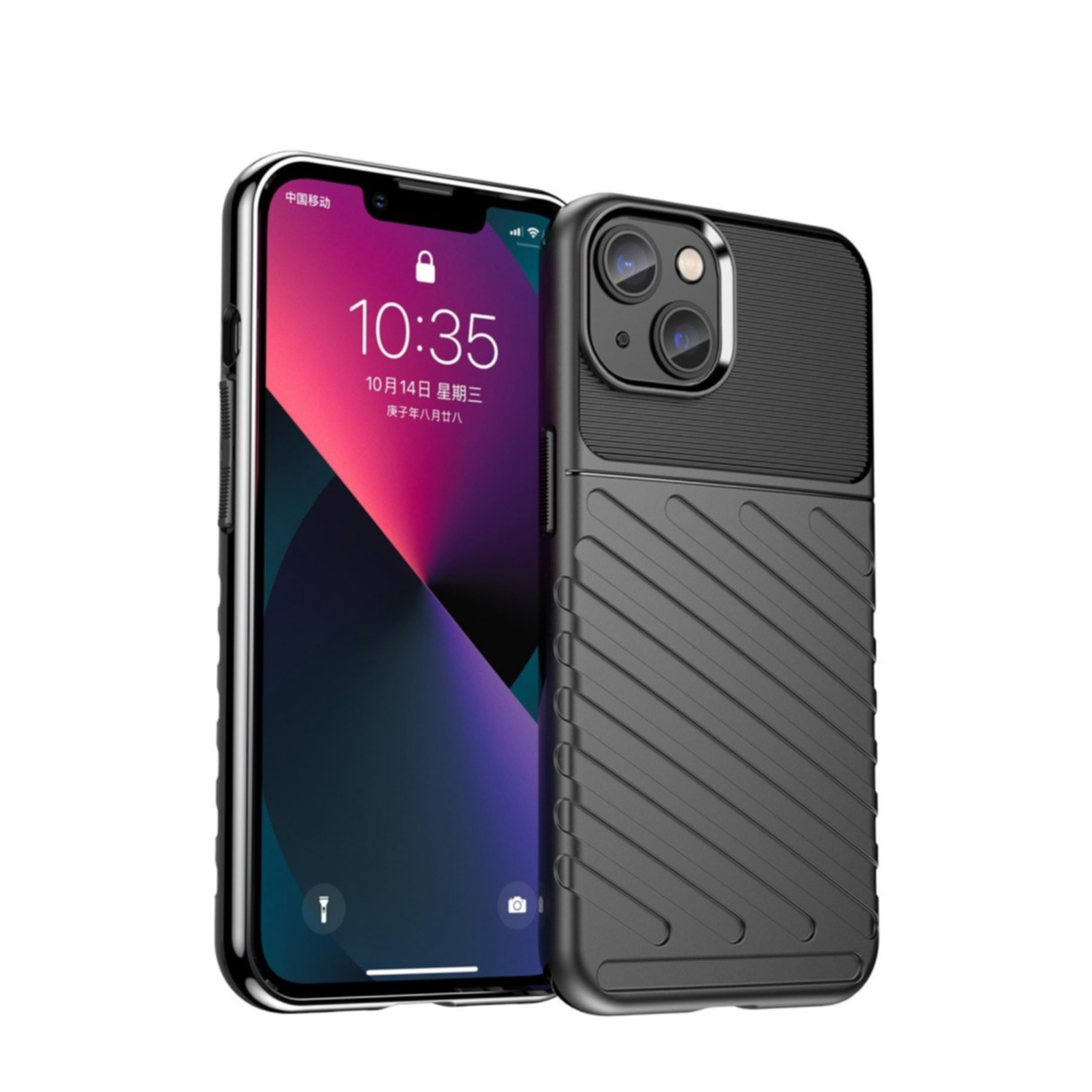 Image of iPhone 14 Max Gummi Case Schutzhülle Grip Design - Schwarz bei Apfelkiste.ch