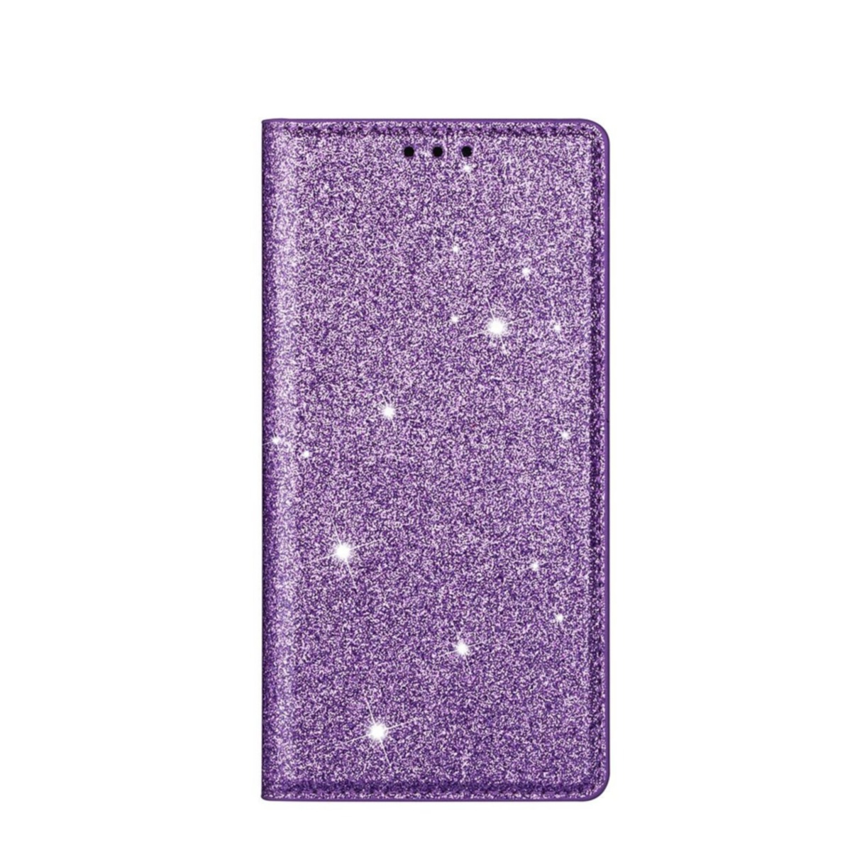 Image of iPhone 14 Pro Flip Wallet Cover Leder Tasche Glitzer Optik - Lila bei Apfelkiste.ch