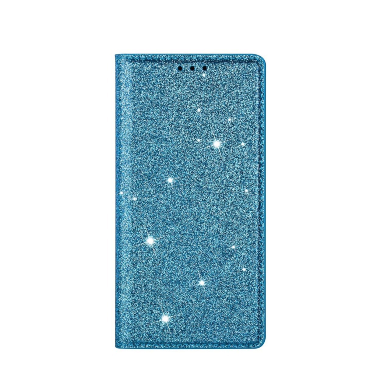Image of iPhone 14 Pro Max Flip Wallet Cover Leder Tasche Glitzer Optik - Blau bei Apfelkiste.ch