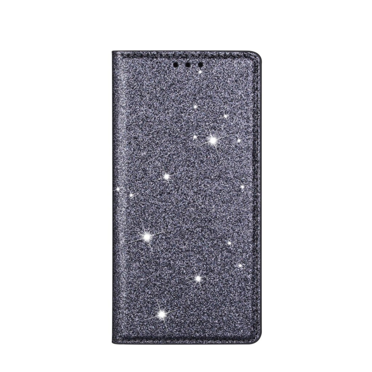 Image of iPhone 14 Pro Max Flip Wallet Cover Leder Tasche Glitzer Optik - Grau bei Apfelkiste.ch