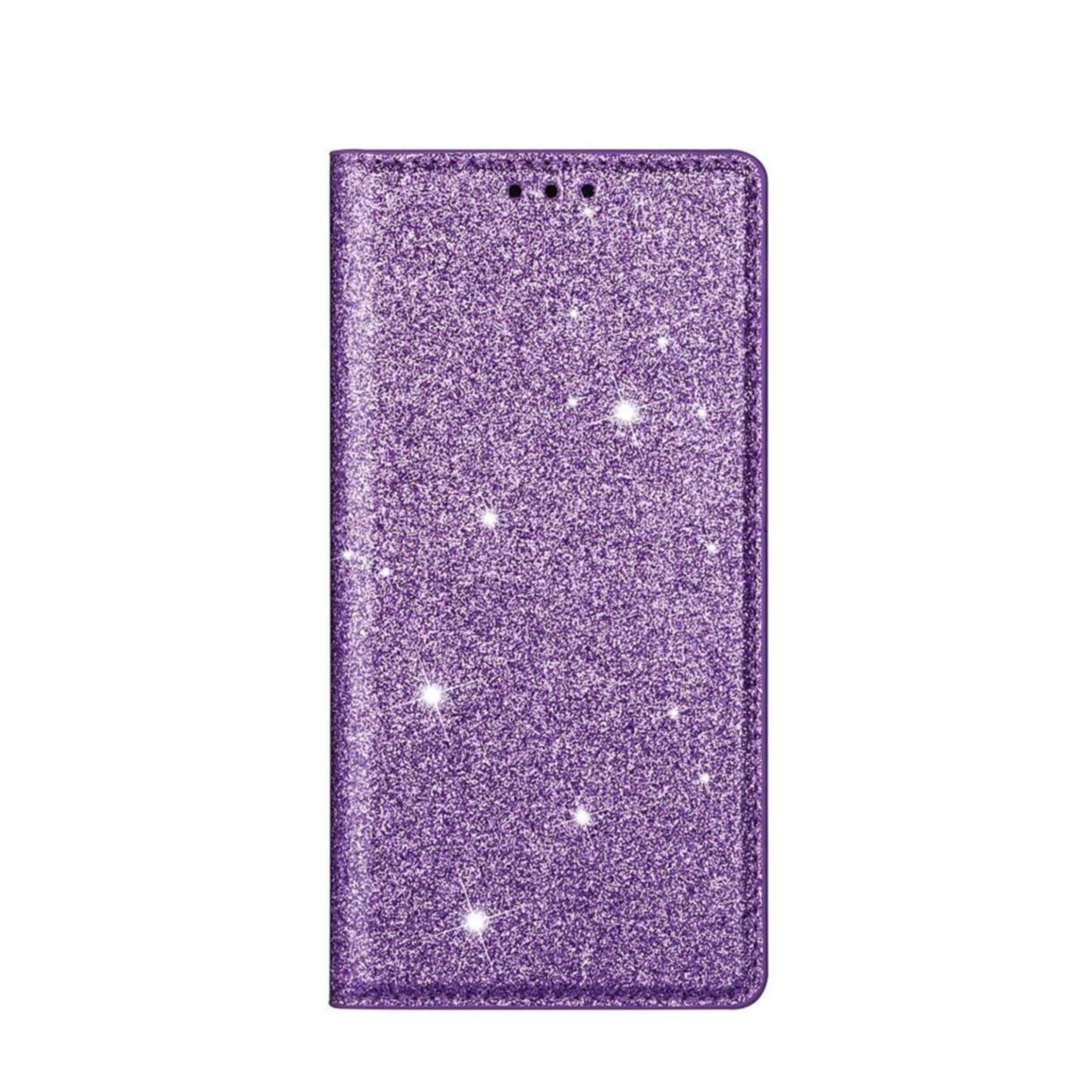 Image of iPhone 14 Max Flip Wallet Cover Leder Tasche Glitzer Optik - Lila bei Apfelkiste.ch