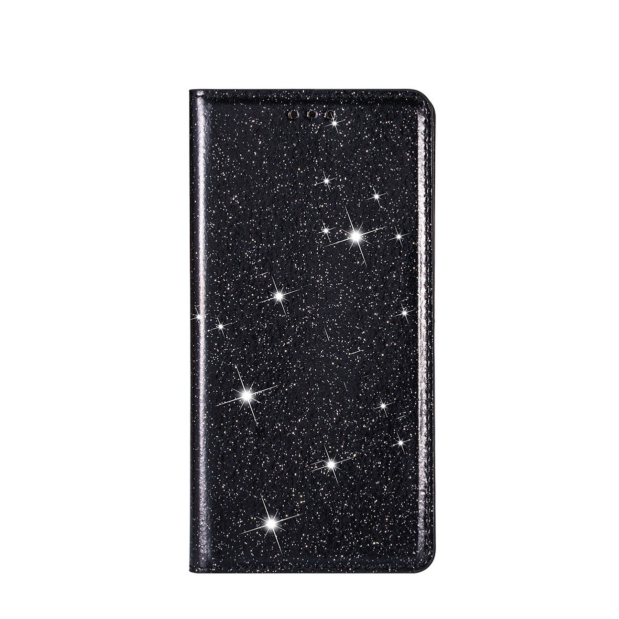 Image of iPhone 14 Pro Max Flip Wallet Cover Leder Tasche Glitzer Optik - Schwarz bei Apfelkiste.ch