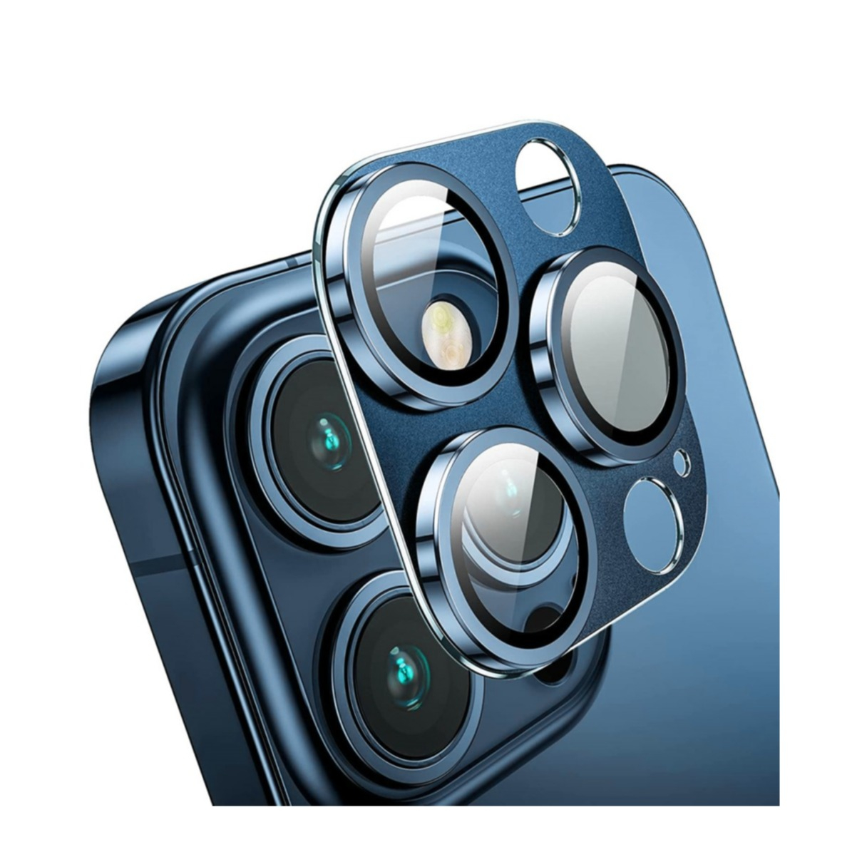 iPhone 15 Pro / iPhone 15 Pro Max Alu Ultra Clear Kamera Objektiv Protector  Vollschutz mit Panzer Glas - Blau