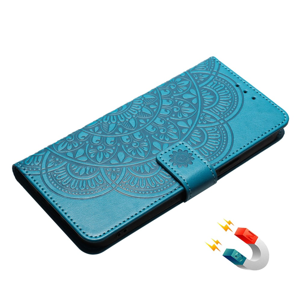 Vaburs IPhone 16 Hülle Mit Kartenfach – Geprägtes Mandala-Design, Stoßfest & Magnetisch