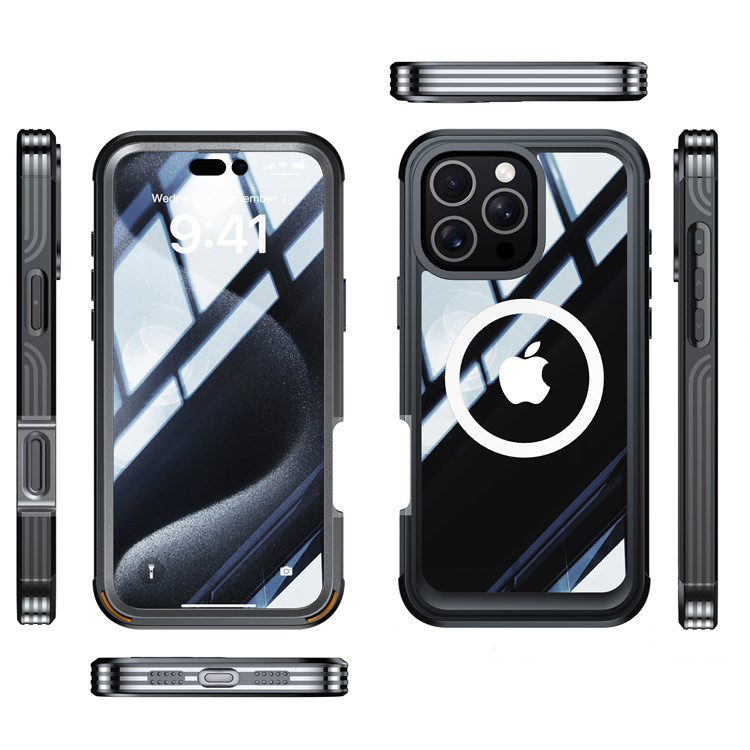 DEENAKIN IPhone 16 Pro Max Hülle Mit Kartenfach & Ständer – RFID-Schutz, Militärschutz, Blumen-Design