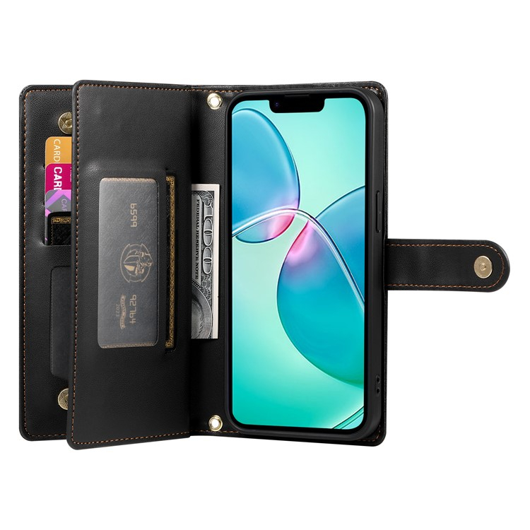 EYZUTAK Flip Case Lederhülle Für IPhone 16e 2025 - Mit Reißverschluss, 9 Kartenfächern & Standfunktion, Braun