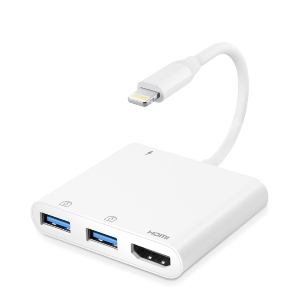 Image of Lightning auf HDMI Digital AV / Dual USB A Adapter für Apple iPhone / iPad - Weiss bei Apfelkiste.ch