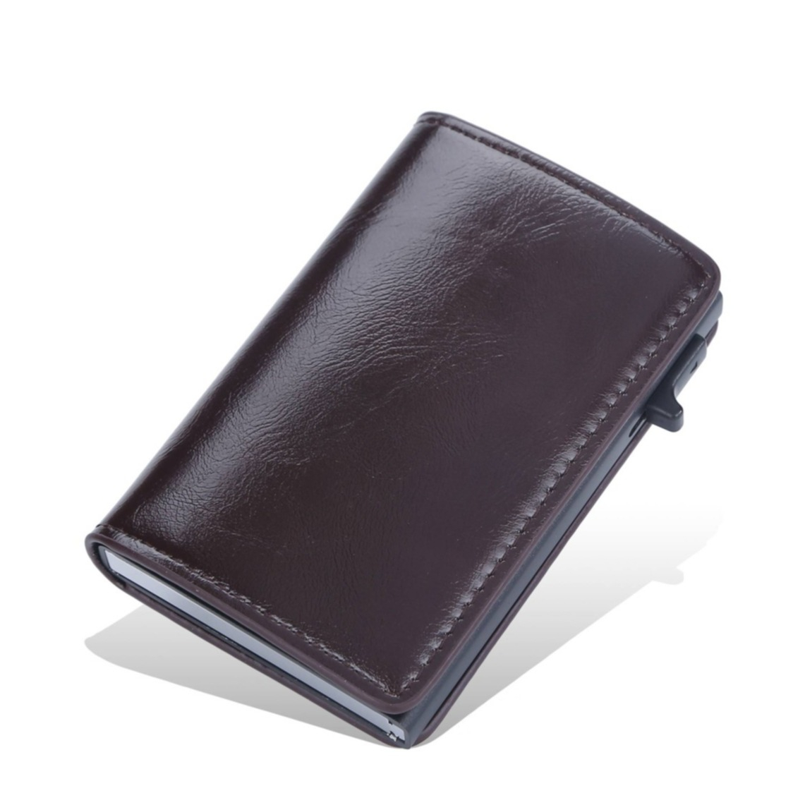 Mini Kreditkarten Etui RFID 10 Karten Dunkelbraun